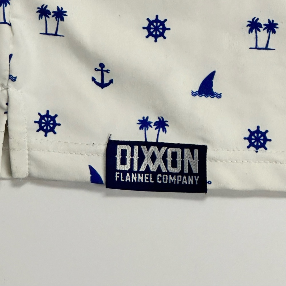 DIXXON Men’s Sea Legs Party Polo. Blue, White L - Picture 8 of 8